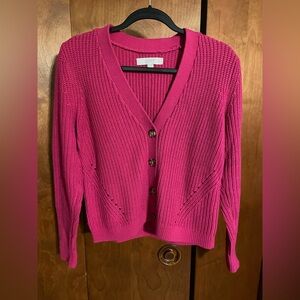 LOFT Women's Vibrant Pink Cardigan
